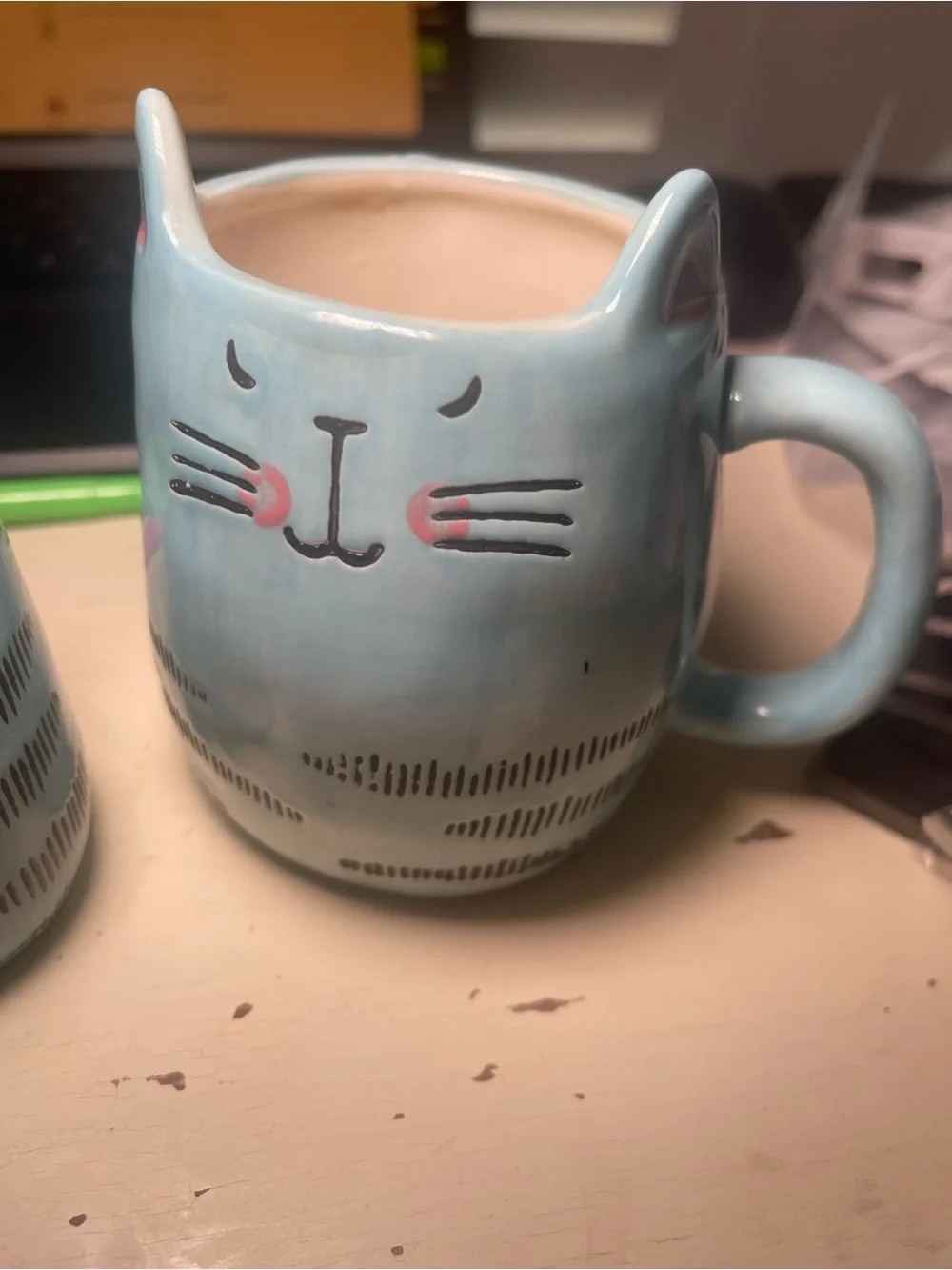 Blue Cat Ceramic Mug and Shaker Set - Cute Cat Design